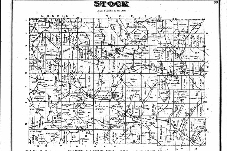 Map of Stock Township, Harrison County, Ohio, 1875. (Source: ancestry.com)