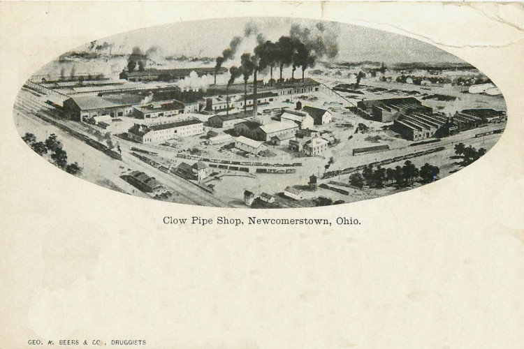Postcard depicting the the J.B. Clow and Sons foundry in Newcomerstown, Ohio, 1907. (Source: ebay.com)