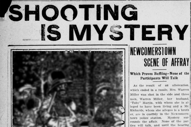 New Philadelphia, Ohio newspaper headline on the Miller shooting, November 1908. (Source: newspapers.com)