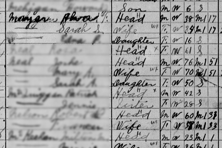 The Mayer family recorded on the 1910 census for Akron, Ohio. (Source: familysearch.org)