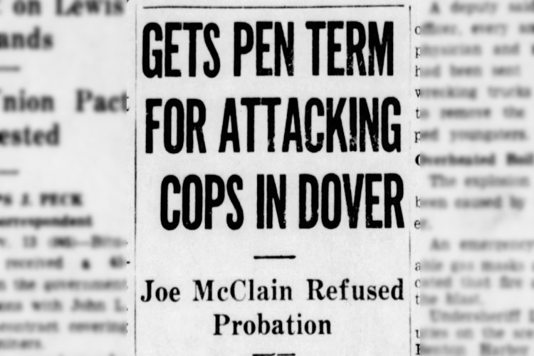 New Philadelphia, Ohio newspaper headline on Joseph McClain's sentencing, November 1946. (Source: newspapers.com)