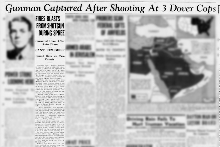 Newspaper headline and article on Joseph McClain's shooting rampage, August 1946. (Source: newspapers.com)