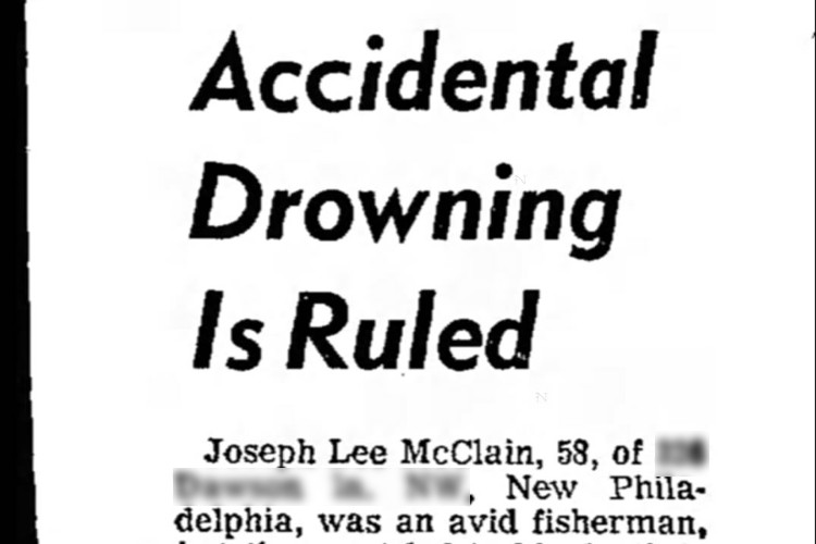 New Philadelphia, Ohio newspaper headline on Joseph McClain's death, August 1969. (Source: newspapers.com)