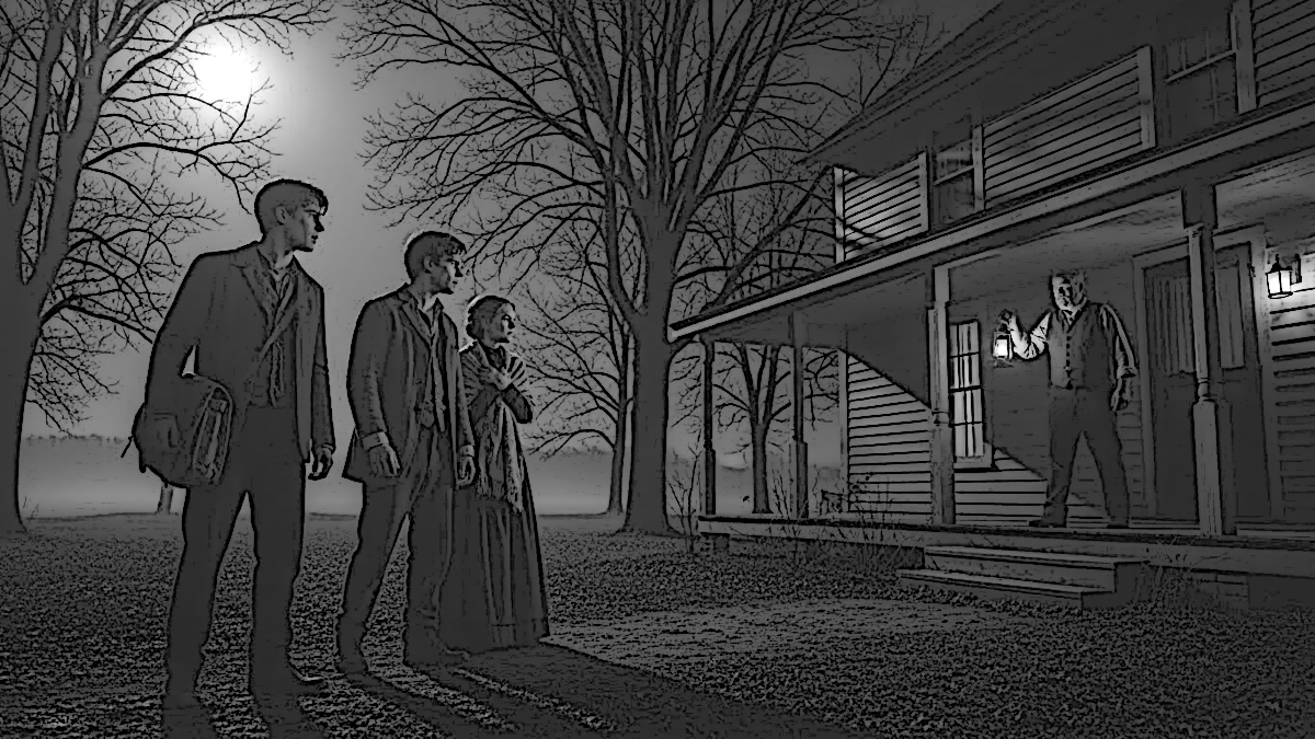 Ai generated image depicting the scene in front of Warren Miller's Newcomerstown home, 2025. (Source: ImageFX)