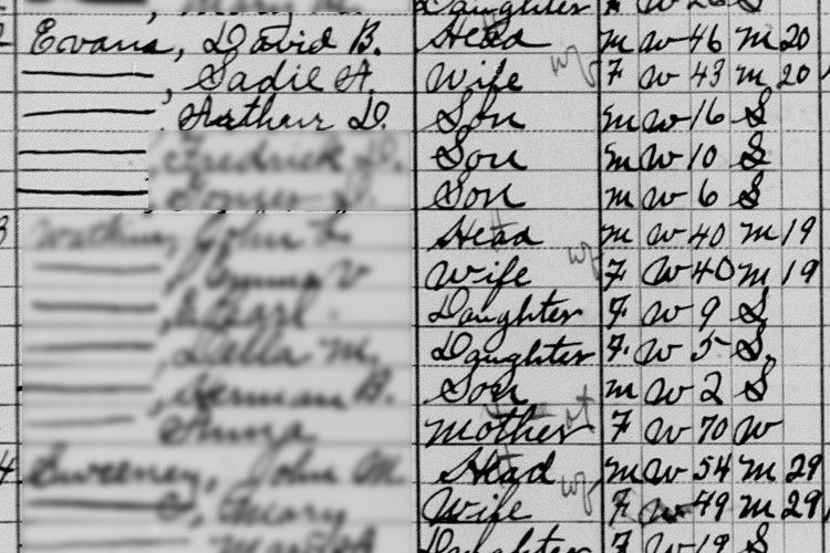 The Evans family, including Arthur, recorded on the 1910 census for Sherrodsville, Ohio. (Source: familysearch.org)