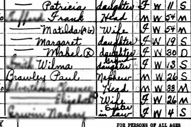 Paul Brawley recorded with his relatives' family on the 1940 census for Newcomerstown, Ohio. (Source: familysearch.org)