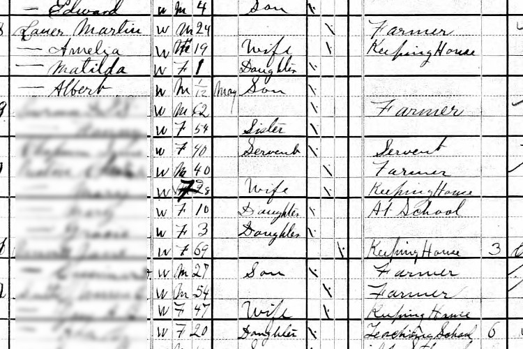 The Lauer family recorded on the 1880 census for Lorain, Ohio. (Source: familysearch.org)