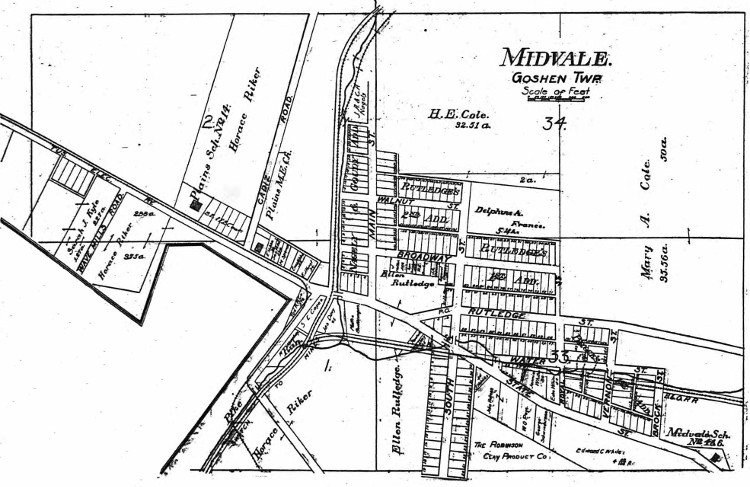 Map of Midvale, Ohio from the 1908 Atlas of Tuscarawas County. Ohio. (Source: ancestry.com)
