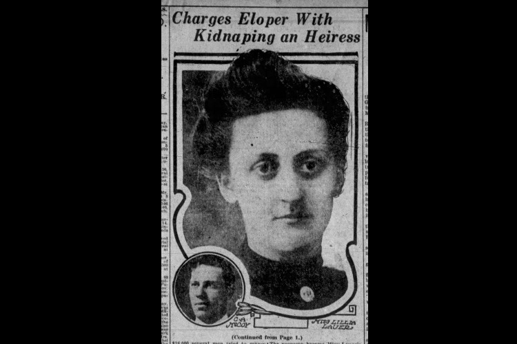 Image of Josephine "Tillie" Lauer and Charles McCoy that appeared in a Cleveland, Ohio newspaper, November 1909. (Source: newspapers.com)