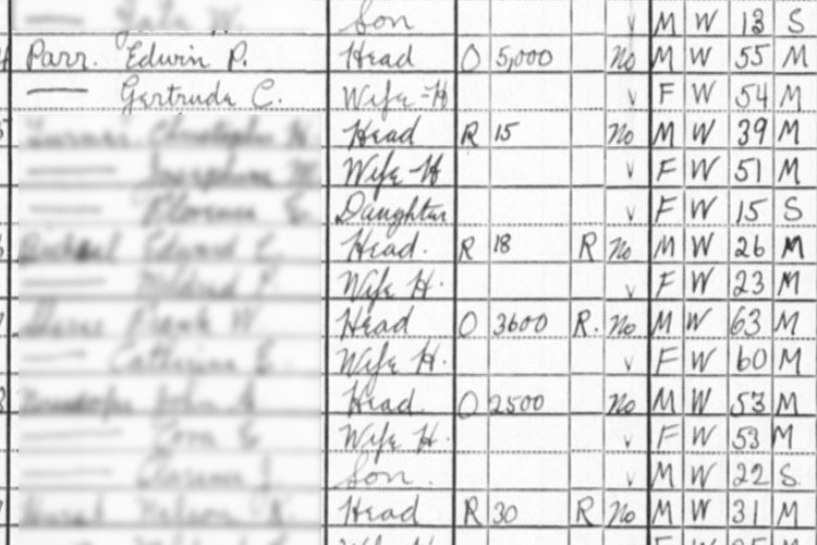 Edwin and Gertrude Parr recorded on the 1930 census for New Philadelphia, Ohio. (Source: familysearch.org)