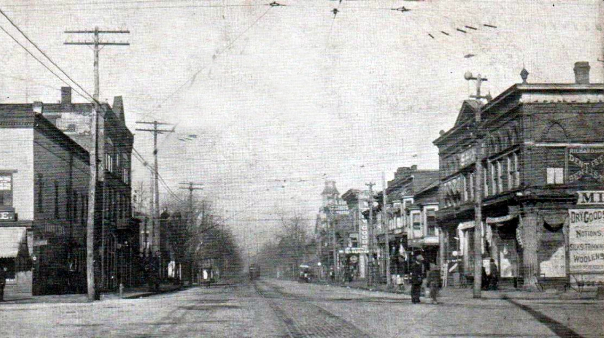 Postcard image of West High Street in New Philadelphia, Ohio, early 20th century. (Source: eBay.com)