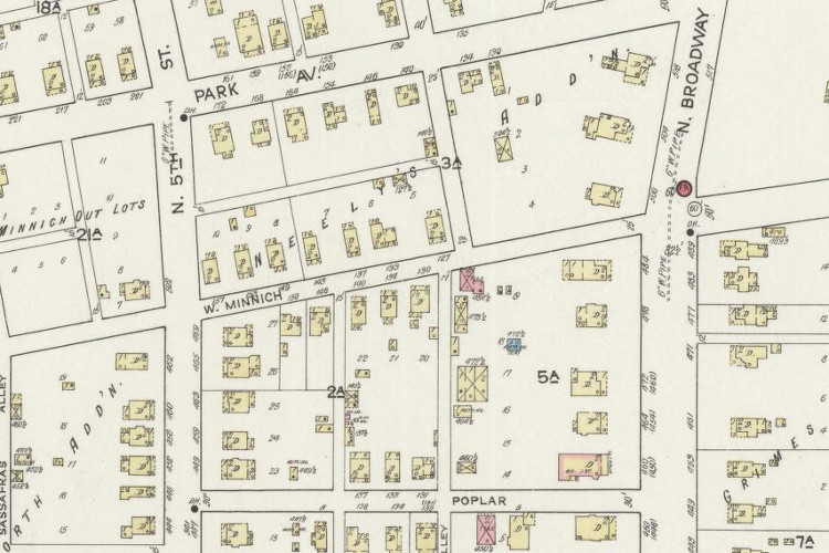 Map of the neighborhood in New Philadelphia, Ohio where the sightings of the Black Ghost occurred, 1914. (Source: loc.gov)