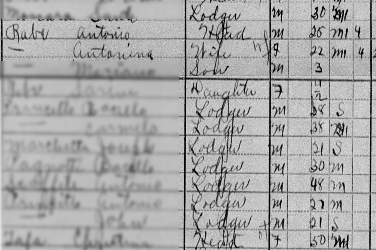The Repici family (spelled incorrectly) recorded on the 1910 census for Dennison, Ohio. (Source: familysearch.org)