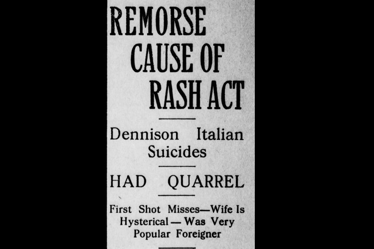 Newspaper headline for article on the shooting of Antonio Repici, June 1913. (Source: newspapers.com)