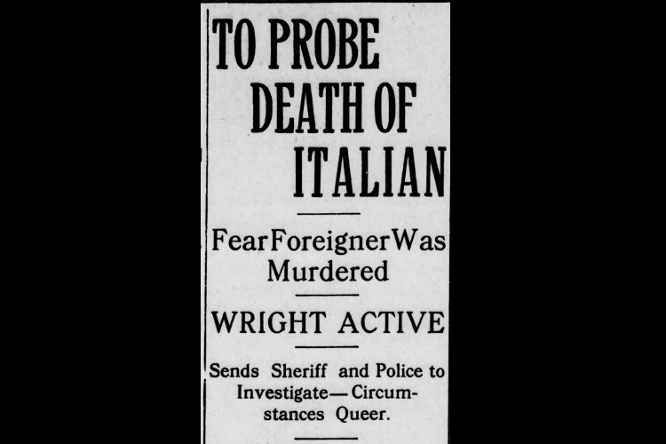 Newspaper headline for article on the shooting of Antonio Repici, June 1913. (Source: newspapers.com)