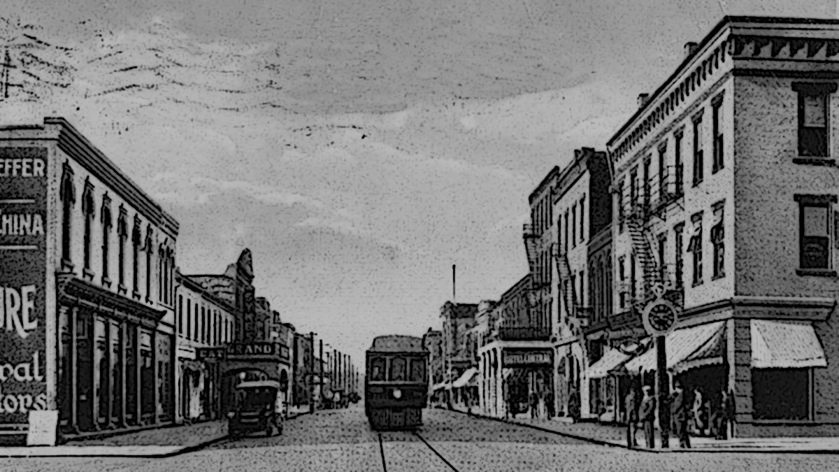 Early 20th century postcard image of Factory Street in Dover, Ohio. (Source; ebay.com)