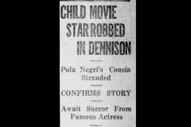 New Philadelphia, Ohio newspaper headline for an article on the arrival of Maquesa D’Glarey, June 1925. (Source: newspapers.com)