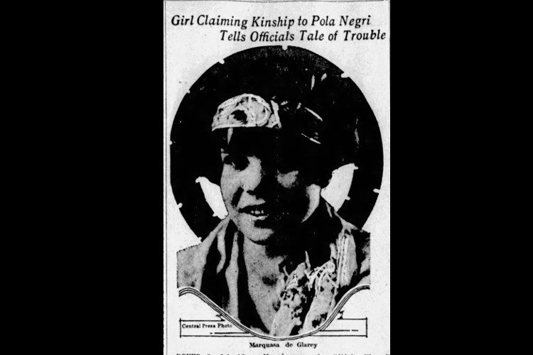 Photograph of Maquesa D’Glarey that appeared in a Santa Barbara, California newspaper, July 1925. (Source: newspapers.com)