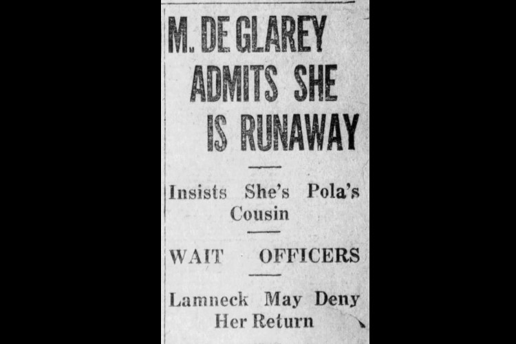 New Philadelphia, Ohio newspaper headline for an article on Maquesa D’Glarey, July 1925. (Source: newspapers.com)