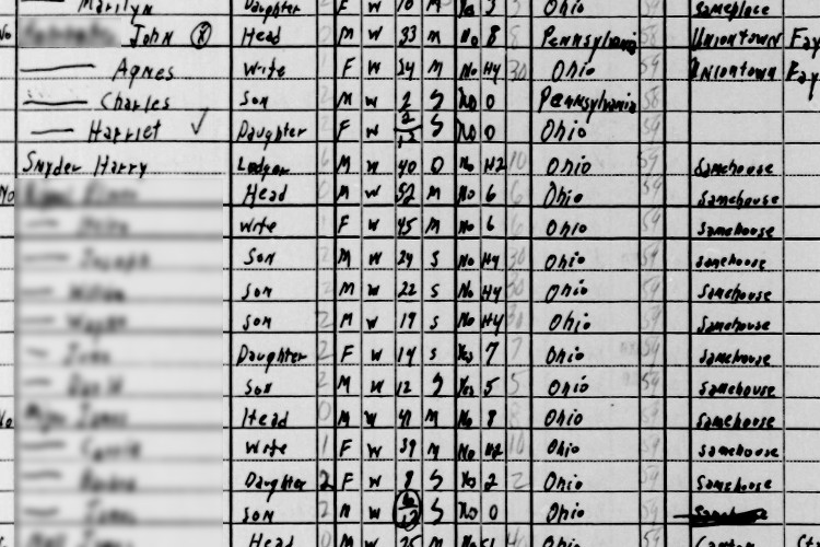 Harry Snyder recorded on the 1940 census for Dover, Ohio. (Source: familysearch.org)