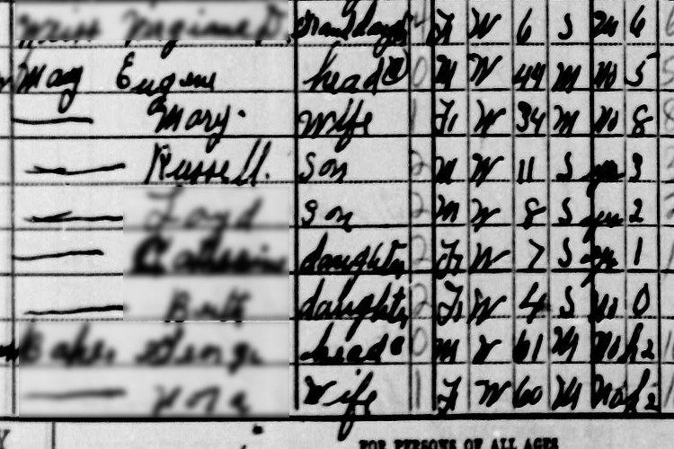 The May family recorded on the 1940 census for Wayne Township, Tuscarawas County, Ohio. (Source: familysearch.org)
