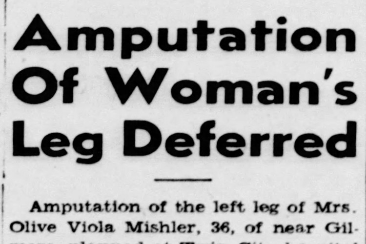 New Philadelphia, Ohio newspaper headline relating to the shooting of Olive Mishler, December 1945. (Source: newspapers.com)
