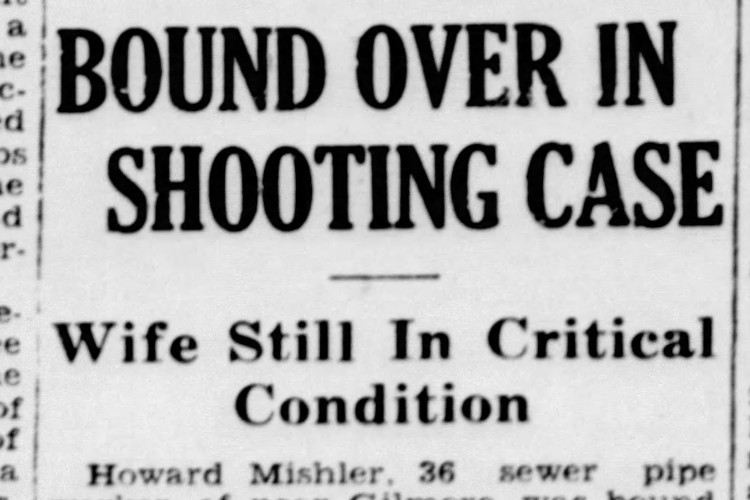 New Philadelphia, Ohio newspaper headline relating to the shooting of Olive Mishler, December 1945. (Source: newspapers.com)