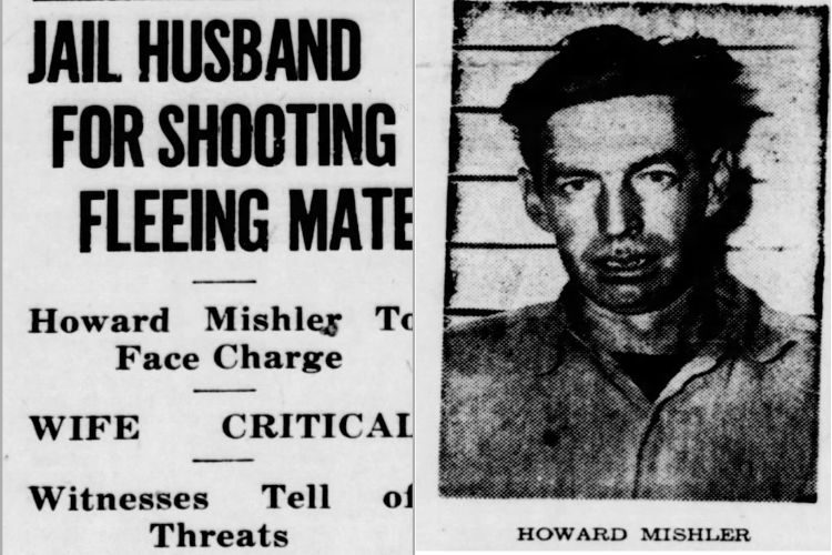 New Philadelphia, Ohio newspaper headline and photograph relating to the shooting of Olive Mishler, December 1945. (Source: newspapers.com)