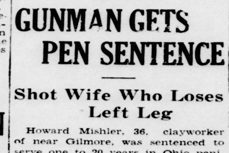 New Philadelphia, Ohio newspaper headline on Howard Mishler's sentence, February 1946. (Source: newspapers.com)