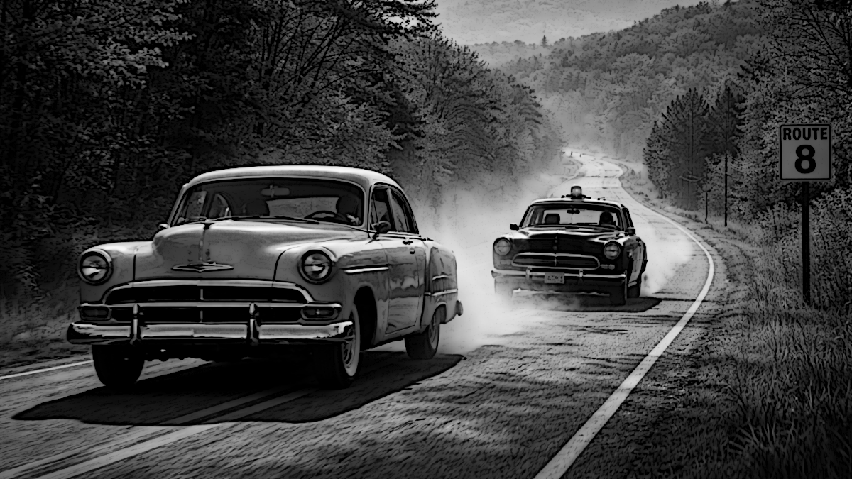 Ai generated image depicting the Ferguson car chase, 2026. (Source: ImageFX)