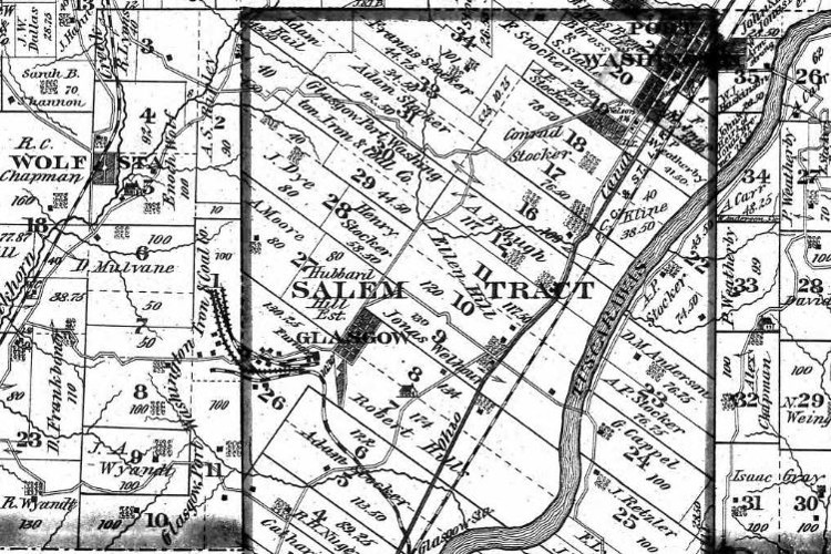 Detail from 1875 Tuscarawas Atlas map of Salem Township. (Source: ancestry.com)