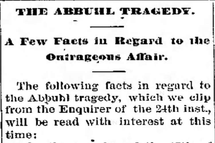 New Philadelphia, Ohio newspaper article on the murder of Arnold Abbuhl, November 1885. (Source: newspapers.com)