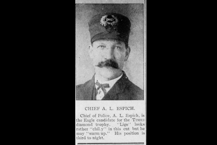 Photograph of Abraham Espich from the New Philadelphia, Ohio newspaper, September 1905. (Source: newspapers.com)