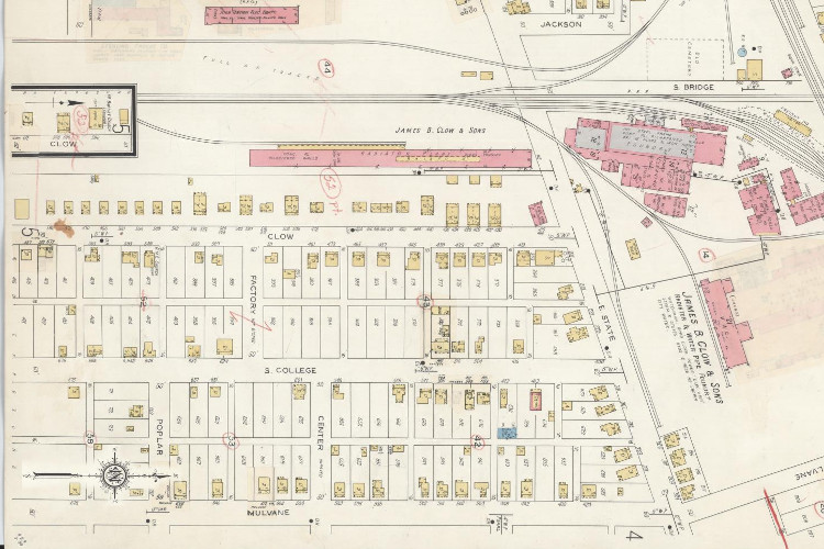 The Clow Avenue neighborhood in Newcomerstown, Ohio where the Wares lived depicted on the 1933 Sanborn Map. (Source: loc.gov)
