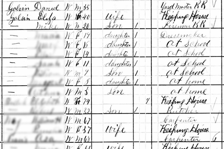 Michael Galvin recorded on the 1880 census for Steubenville, Ohio. (Source: familysearch.org)