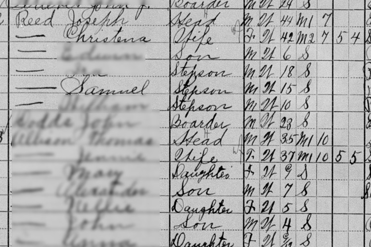 The Reed family, including Samuel Nelson, recorded on the 1910 census for Tuscarawas County, Ohio. (Source: familysearch.org)