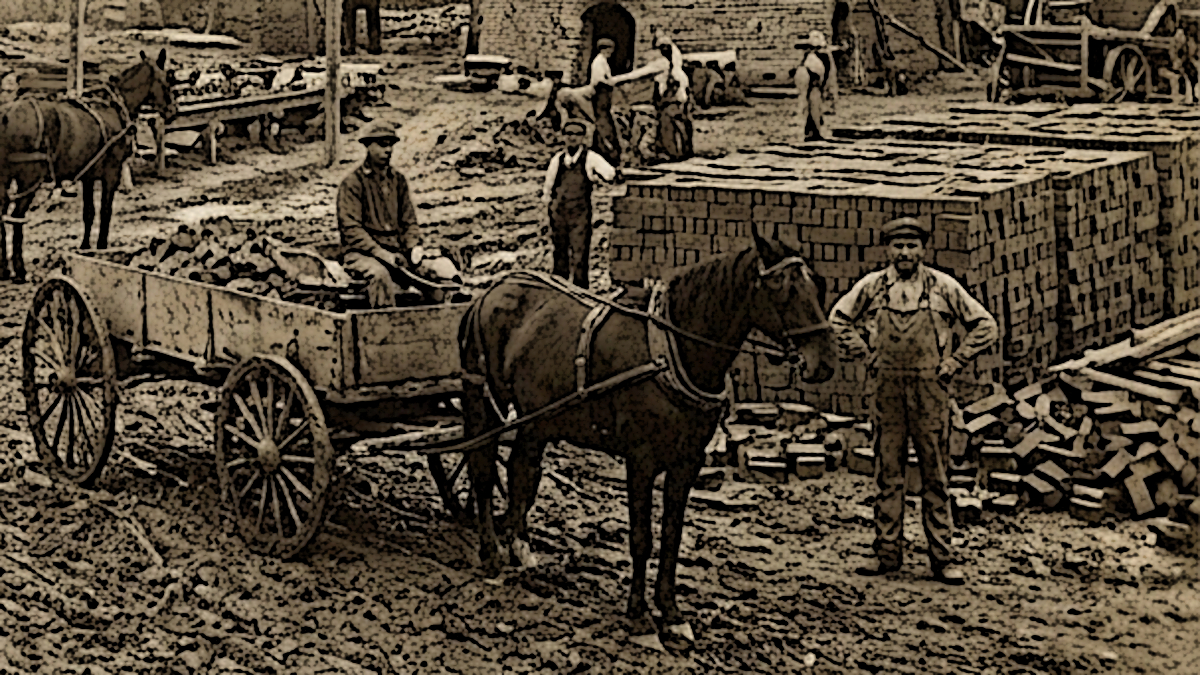Ai generated image of rural Ohio brickyard in the early 20th century, 2026. (Source: ImageFX)