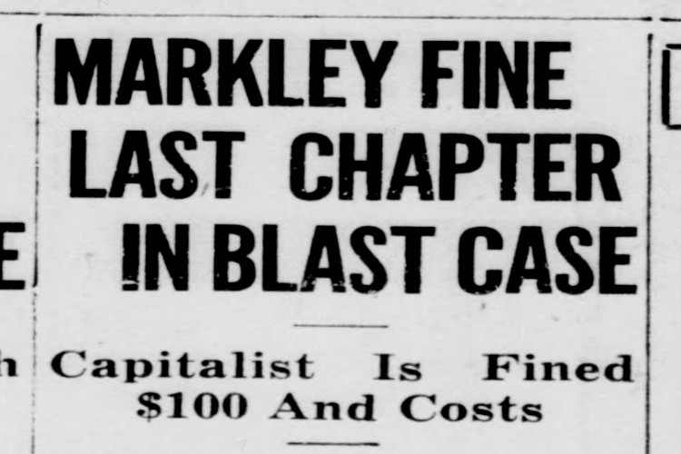 New Philadelphia, Ohio newspaper article on George Markley's fine, October 1933. (Source: newspapers.com)