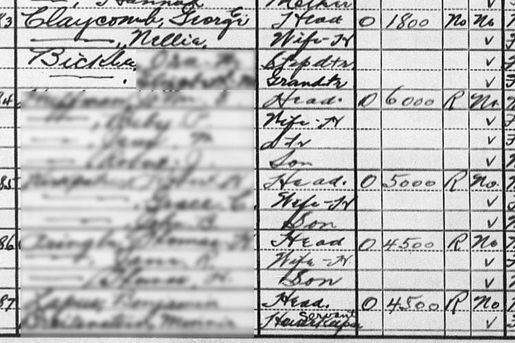 The Claycomb family recorded on the 1930 census for Uhrichsville, Ohio. (Source: familysearch.org)
