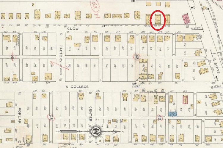 The location of Woodrow Coker's brother's house where Woodrow was killed as depicted on the 1933 Sanborn Map for Newcomerstown, Ohio. (Source: loc.gov)