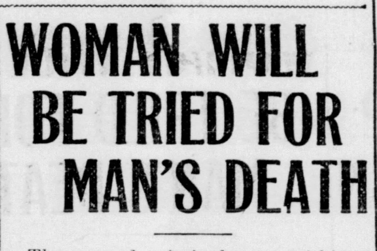 New Philadelphia, Ohio newspaper headline announcing that Nellie Claycomb would be tried for the death of Albert Cordrey, October 1919. (Source: newspapers.com)
