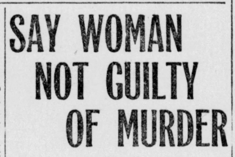 New Philadelphia, Ohio newspaper headline announcing that Nellie Claycomb was acquitted for the death of Albert Cordrey, November 1919. (Source: newspapers.com)