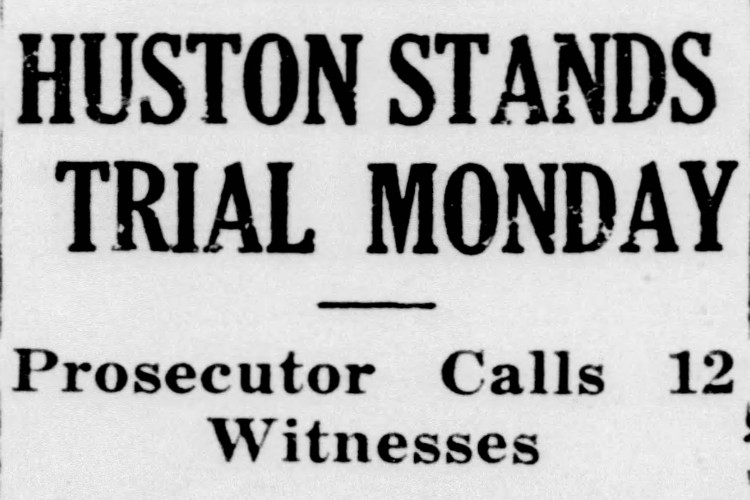 New Philadelphia, Ohio newspaper headline on the trial of Alvin Clifford Huston, May 1946. (Source: newspapers.com)
