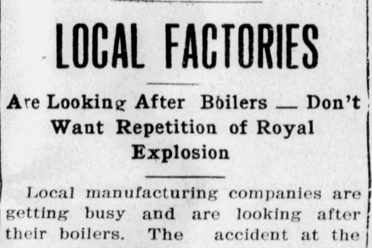 New Philadelphia, Ohio newspaper article on the affect of the the explosion on other businesses, December 1909. (Source: newspapers.com)