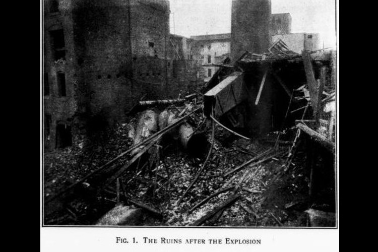 Image of the exploded boiler and room that appeared in the publication Power and the Engineer, February 1910. (Source: archive.org)
