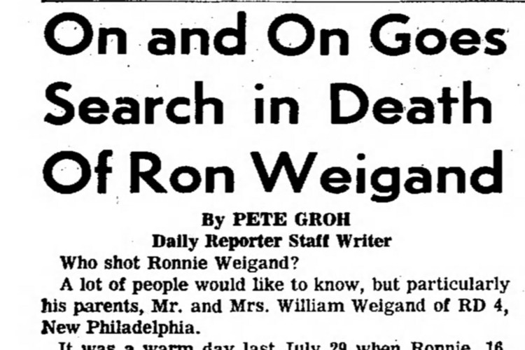 New Philadelphia, Ohio newspaper article on investigation into Ronald Weigand's killing, December 1965. (Source: newspapers.com)