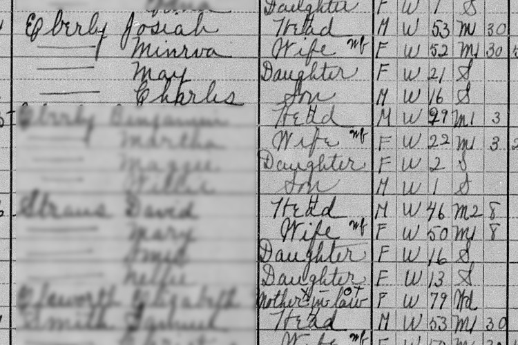 The Eberly family recorded on the 1910 census for Sugar Creek Township, Stark County, Ohio. (Source: familysearch.org)