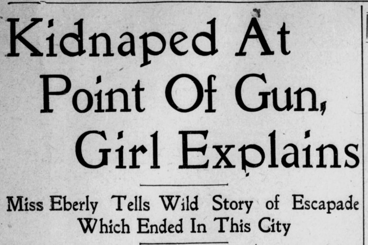 New Philadelphia, Ohio newspaper headlines for a story on the Mae Eberly case, January 1911. (Source: newspapers.com)