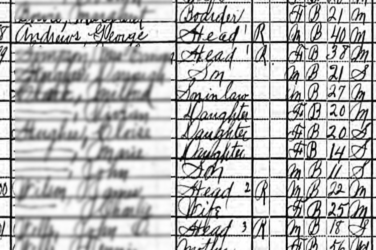 George Andrews recorded on the 1920 census for Dover, Ohio. (Source: familysearch.org)