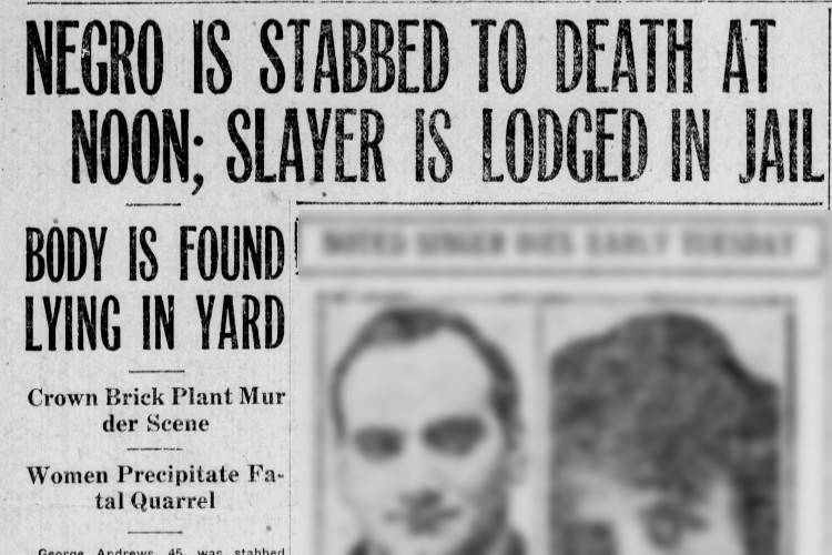 New Philadelphia, Ohio newspaper article on the killing of George Andrews by Henry Fletcher, August 1921. (Source: newspapers.com)